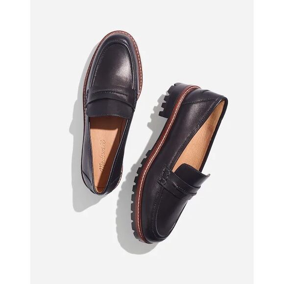 Madewell The Corinne Lugsole Leather Loafers size 10 Black - Picture 1 of 10